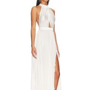 White Renaissance Split Gown Backless
